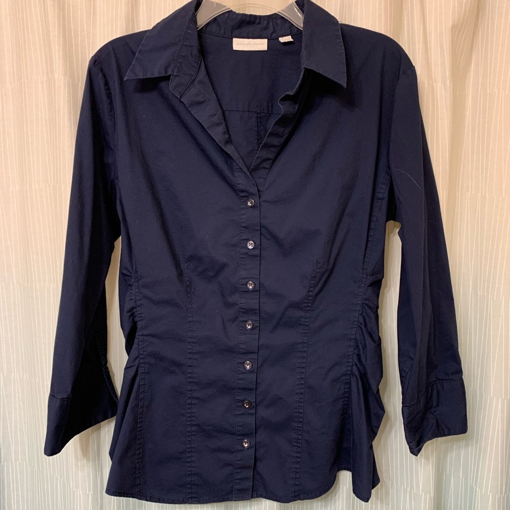 New York and Company Pink RUCHED-FRONT MADISON SHIRT